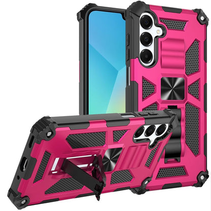 For Samsung Galaxy A16 5G Hybrid Shockproof [Military Grade] Rugged Protective with Magnetic Car Mount & Invisible Stand Case Cover Cosmic Orange