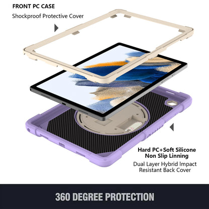 For 3-in-1 Tough Hybrid Shockproof Protector Silicone TPU with Pencil Holder, Kickstand, Hand & Shoulder Strap Purple Tablet Case Cover