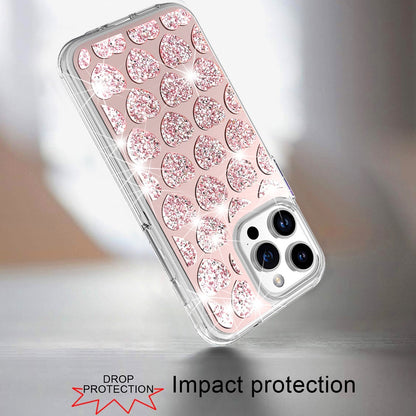 For Apple iPhone 16 Pro Max (6.9") Sparkly 3D Design Diamond Shockproof Protective Bling Rhinestone Hybrid Skin PC + TPU Case Cover