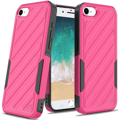 For Apple iPhone 17E /16E Hybrid lined shockproof dual layer Rugged 2in1 Hard PC & Silicone TPU Non Slip Textured Tough Armor Case Cover Hot Pink