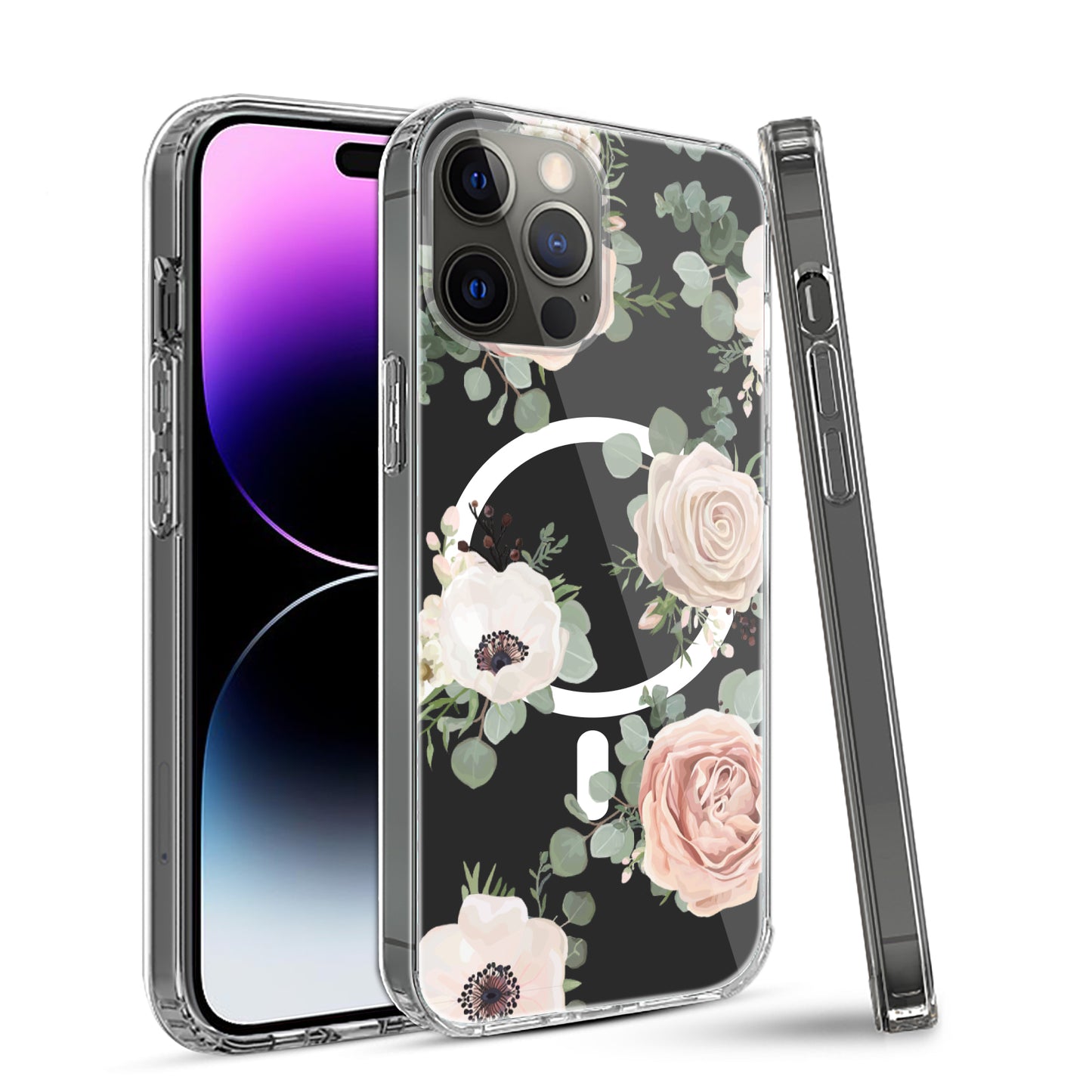For Samsung Galaxy S24 FE /Fan Edition Hybrid Flower Design Stylish Fashion Thick Hard MagSafe Compatible Shockproof Case Cover