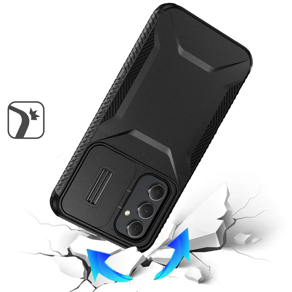 For Motorola Moto G Play 5G 2026 Slim Fit Shockproof Hybrid with Slide Camera Window Covering, Rugged Tpu Silicone Hard PC Bumper Case Cover Dark Blue
