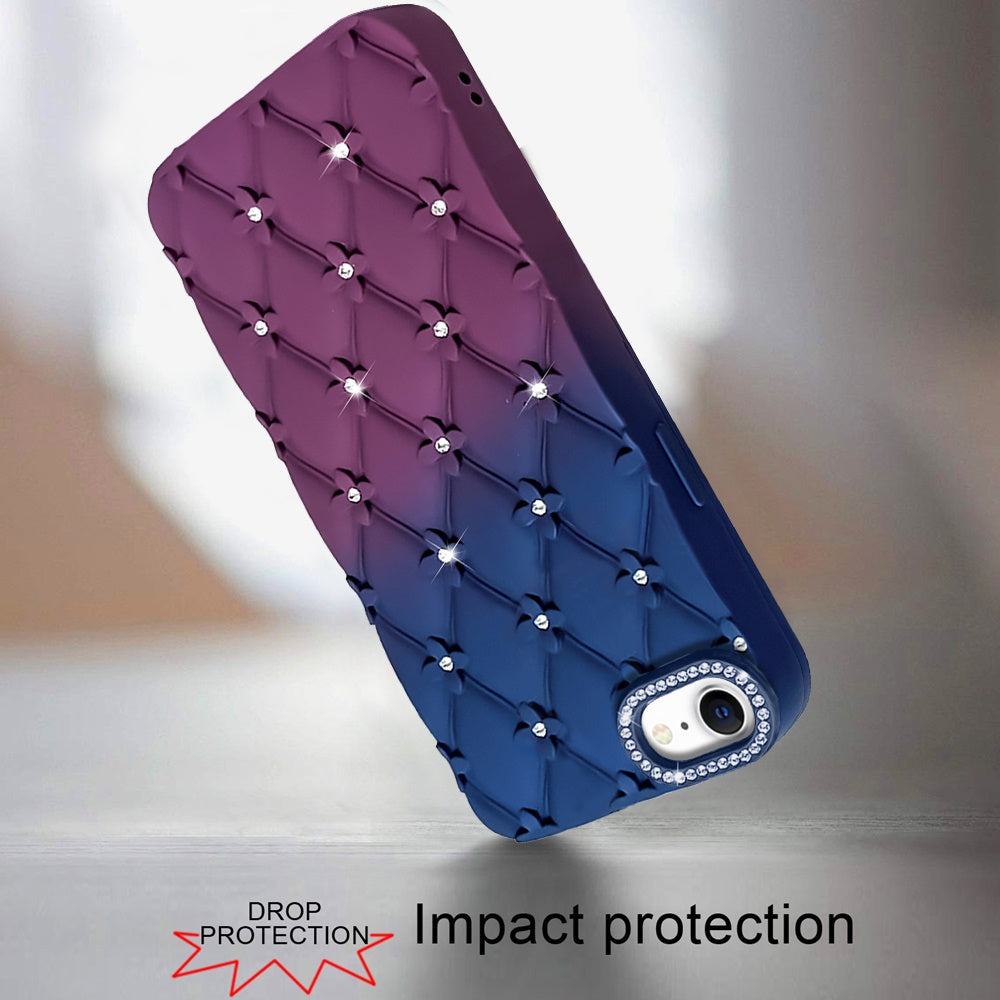 For Samsung Galaxy S26 Ultra Fashion Flower Design Sparkle Glitter Shimmer Rhinestone Bling Floral Accents, Leather Texture TPU Case Cover