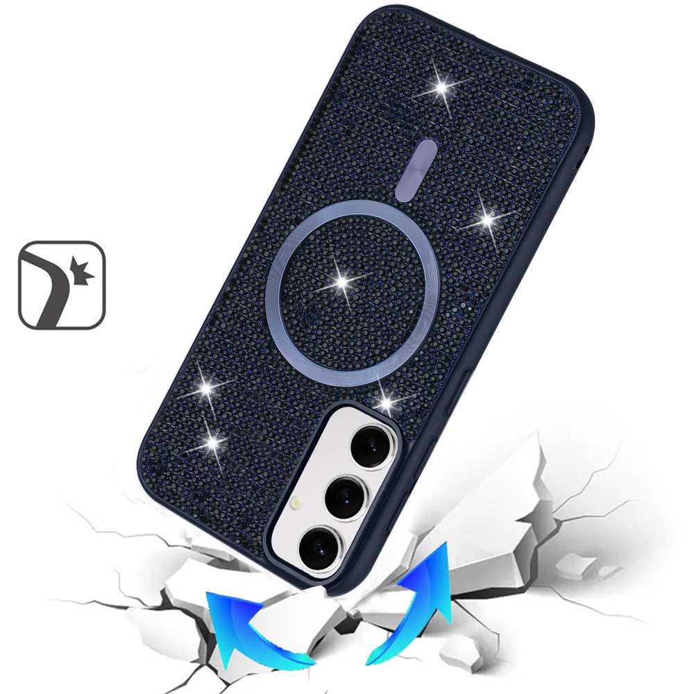 For Samsung Galaxy S25 /S24 Sparkly Diamond Bling Case Rhinestone Skin Hybrid with Magnetic Circle, MagSafe Compatible Case Cover