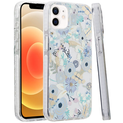 For Apple iPhone 15 Pro Max (6.7") Floral Pattern Design Cute Clear Hybrid Compatible with Magsafe Double Layer Soft TPU Hard PC Case Cover
