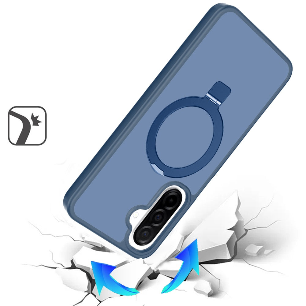 For Samsung Galaxy A57 Magnetic Circle Back with Ring Stand Full Rotation Matte Hybrid Shockproof Case Cover