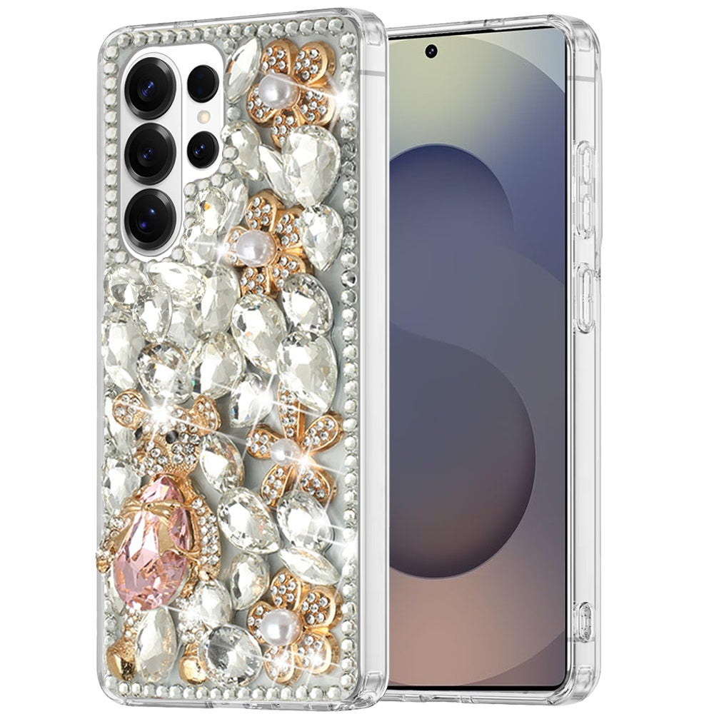 For Samsung Galaxy S26 Ultra Bling Crystal 3D Full Diamonds Luxury Sparkle Rhinestone Hybrid Protective Case Cover