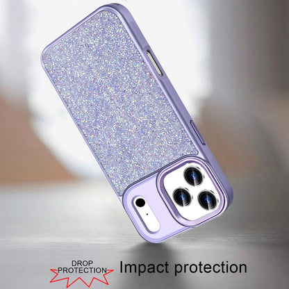 For Apple iPhone 17 Pro (6.3") Crystal Sparkle Diamond Glass Full Mini Glitter Bling Frame TPU Hybrid Protective Case Cover