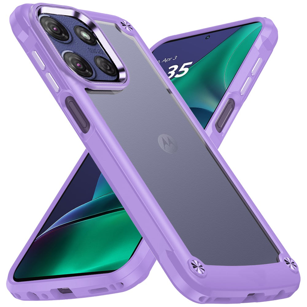 For Motorola Moto G Stylus 5G 2026 /2025 Hybrid Transparent Rubber with Metal Buttons & Camera Edges Hard TPU Corner Frame Bumper Case Cover