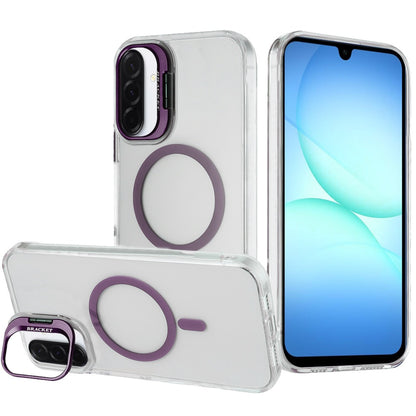 For Samsung Galaxy A17 5G Magnetic Back MagSafe Compatible Transparent Hybrid Drop Protection with Metallic Camera Stand Case Cover