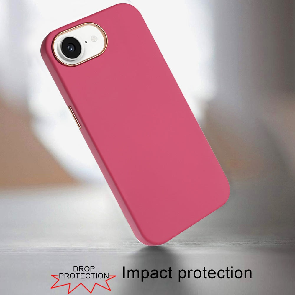 For Apple iPhone 17E /16E Slim Classic Hybrid Around Rubber Gummy Gel Slick Hard PC Silicone TPU Chromed Button Case Cover