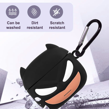 For Airpods Pro 3 Hybrid Cute 3D Fun Design Silicone Skin Cartoon Animal with Keychain Buckle Holder Rubber TPU Soft Case Cover Super Bat