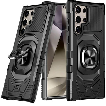 For Samsung Galaxy S25 Ultra Hybrid Dual Layer with 360° Rotate Magnetic Ring Stand Holder Kickstand TPU Rugged PC Shockproof Case Cover