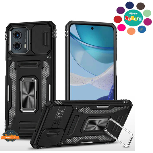 For Google Pixel 9 Pro XL Tough Hybrid Case with Movable Camera Window & Metal Ring Stand Shockproof Case Cover