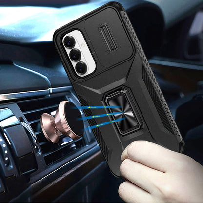 For Samsung Galaxy S26 Case, Camera Cover with Magnetic Rotation Ring Stand, Military Grade Hybrid Hard TPU Shockproof Case Cover