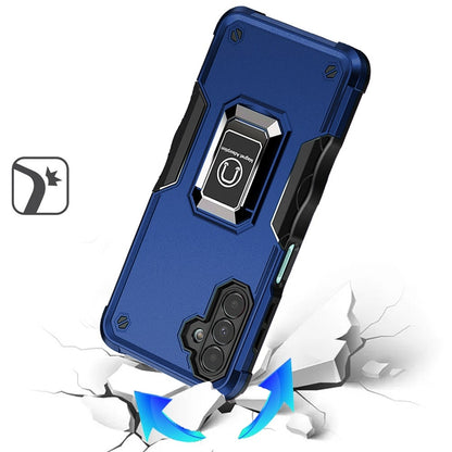 For Samsung Galaxy A13 4G Hybrid Stand Magnetic Ring Holder Kickstand Heavy Duty Rugged Drop Silicone & Hard PC Shockproof Case Cover Blue