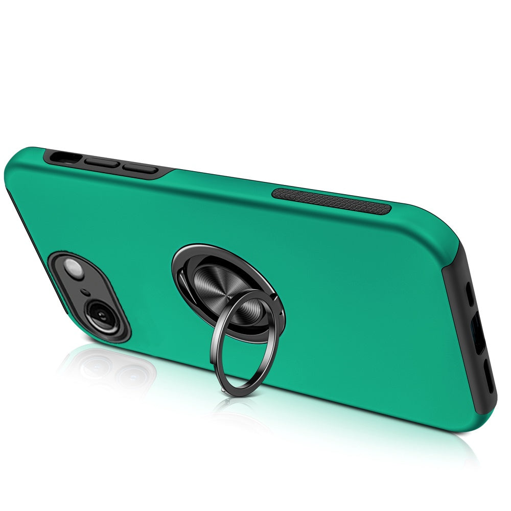 For Samsung Galaxy S25 EDGE Hybrid 360 Degree Rotatable Metal Invisible Ring Stand Holder Slim Fit Magnetic Car Mount Shockproof Case Cover Green