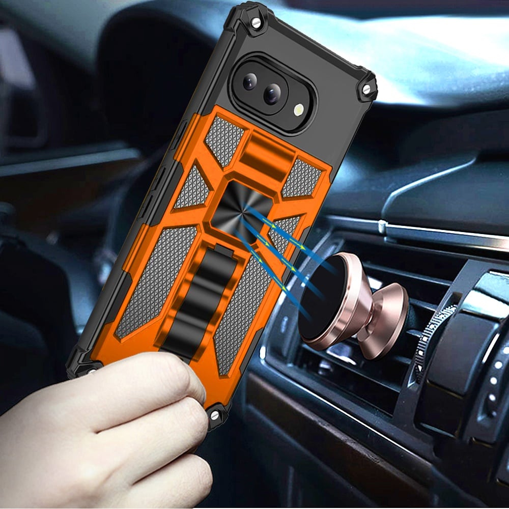 Phone Case for Google Pixel 10A Hiden Kickstand Shockproof Rugged Armor Grip Hybrid Heavy Duty Anti Slip Protective Durable Machine Style Cover