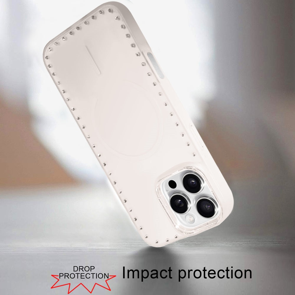 Phone Case for Apple iPhone 16 Pro Max Magnetic Frosted Diamond Bling Edge Hybrid Shockproof Protective Matte Grip Durable Anti Scratch Premium Slim Cover