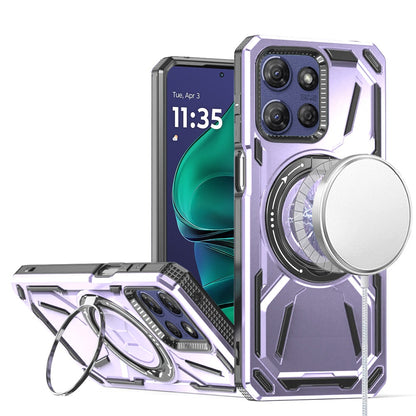 For Motorola Moto G Power 5G 2025 Hybrid Magnetic Ring and 360° Rotational Kickstand with MagSafe Compatible, Military Grade Drop Protection Case Cover