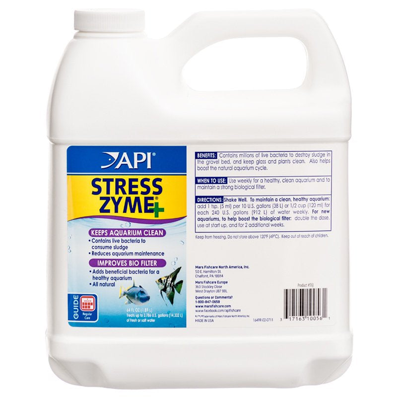 API Stress Zyme Plus Bio Filtration Booster [Aquarium Supplies] 128 oz (2 x 64 oz)