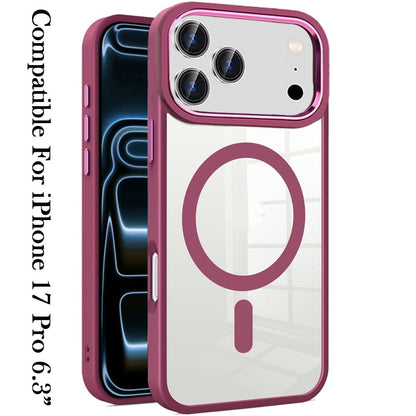 For Apple iPhone 17 Pro (6.3") MagSafe Compatible Transparent Greatest Clear Acrylic with Color Frame Thick Hybrid TPU Hard Case Cover Cosmic Orange