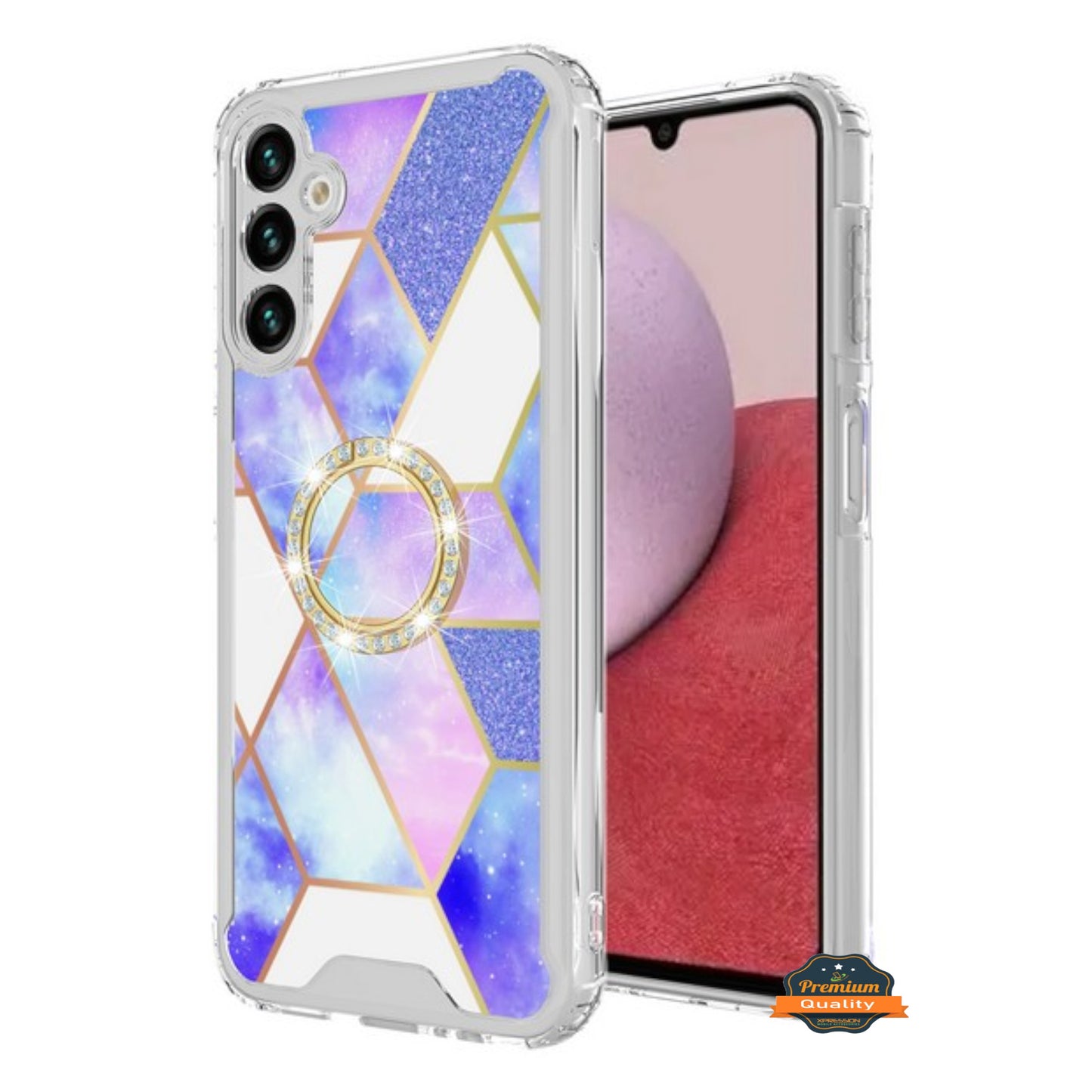 For Samsung Galaxy A26 Fashion Design Bling Diamond Hybrid Protective Case, Ring Kickstand Hard PC + TPU Case Cover