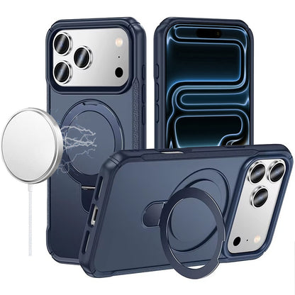 Phone Case for Apple iPhone 17 Pro Max (6.9") Magnetic Ring Stand Matte Finish Shockproof Grip Slim Armor Heavy Duty TPU Protective Hybrid Cover Navy Blue