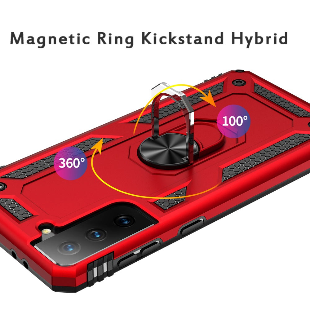 For Samsung Galaxy S22+ / S22 Plus Hybrid Shockproof Durable 360 Degree Rotatable Ring Stand Holder Kickstand Fit Magnetic Car Mount Case Cover Black