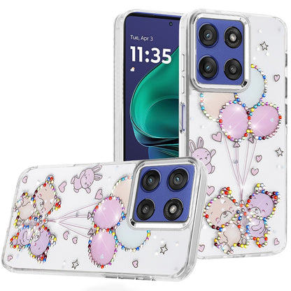 For Motorola Moto G Stylus 5G 2026 /2025 Butterfly Resin Epoxy Diamond Design Metal Edged Hybrid Shockproof Heavy Duty Drop Protection Case Cover