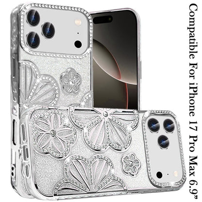 Phone Case for Apple iPhone 17 Pro Max (6.9") Shimmer Glitter Floral Thick TPU Shockproof Durable Grip Camera Protection Anti-Scratch Stylish Design Cover