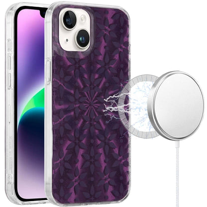 For iPhone 14/13 (6.1") Stylish Pattern Fashion IMD Printed Design TPU Double Layer Slim Shockproof with Magnetic Back Case Cover