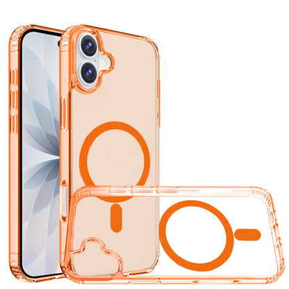 For Apple iPhone 17 Classic Hybrid True Transparent Magnetic Circle - Shockproof Hybrid Clear Bumper, Compatible with MagSafe Case Cover Cosmic Orange
