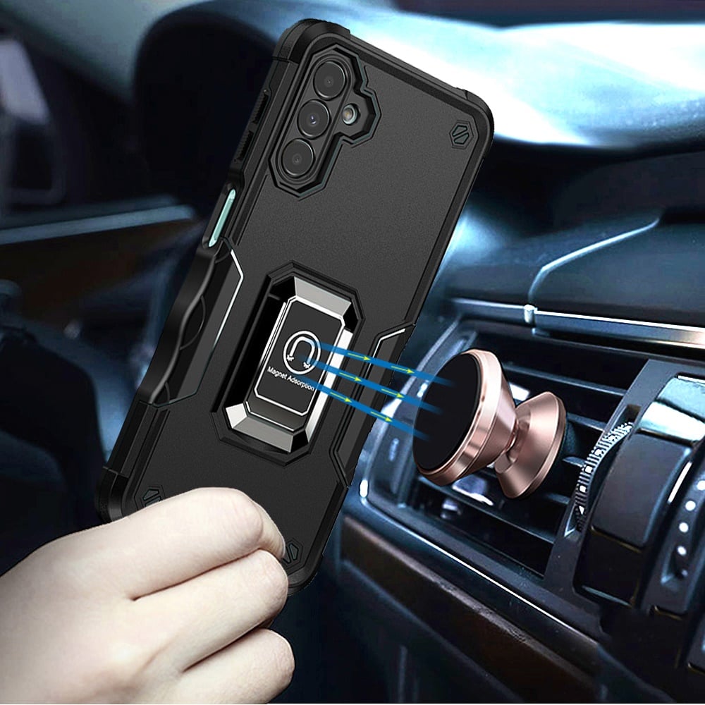 For Samsung Galaxy A13 4G Hybrid Stand Magnetic Ring Holder Kickstand Heavy Duty Rugged Drop Silicone & Hard PC Shockproof Case Cover Blue