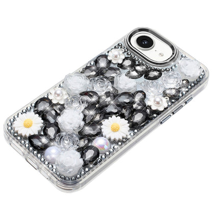 For Samsung Galaxy A57 Fashion Daisy Floral Series, Full 3D Bling Crystal Diamonds Sparkling Rhinestone Glitter Hybrid Design Case Cover