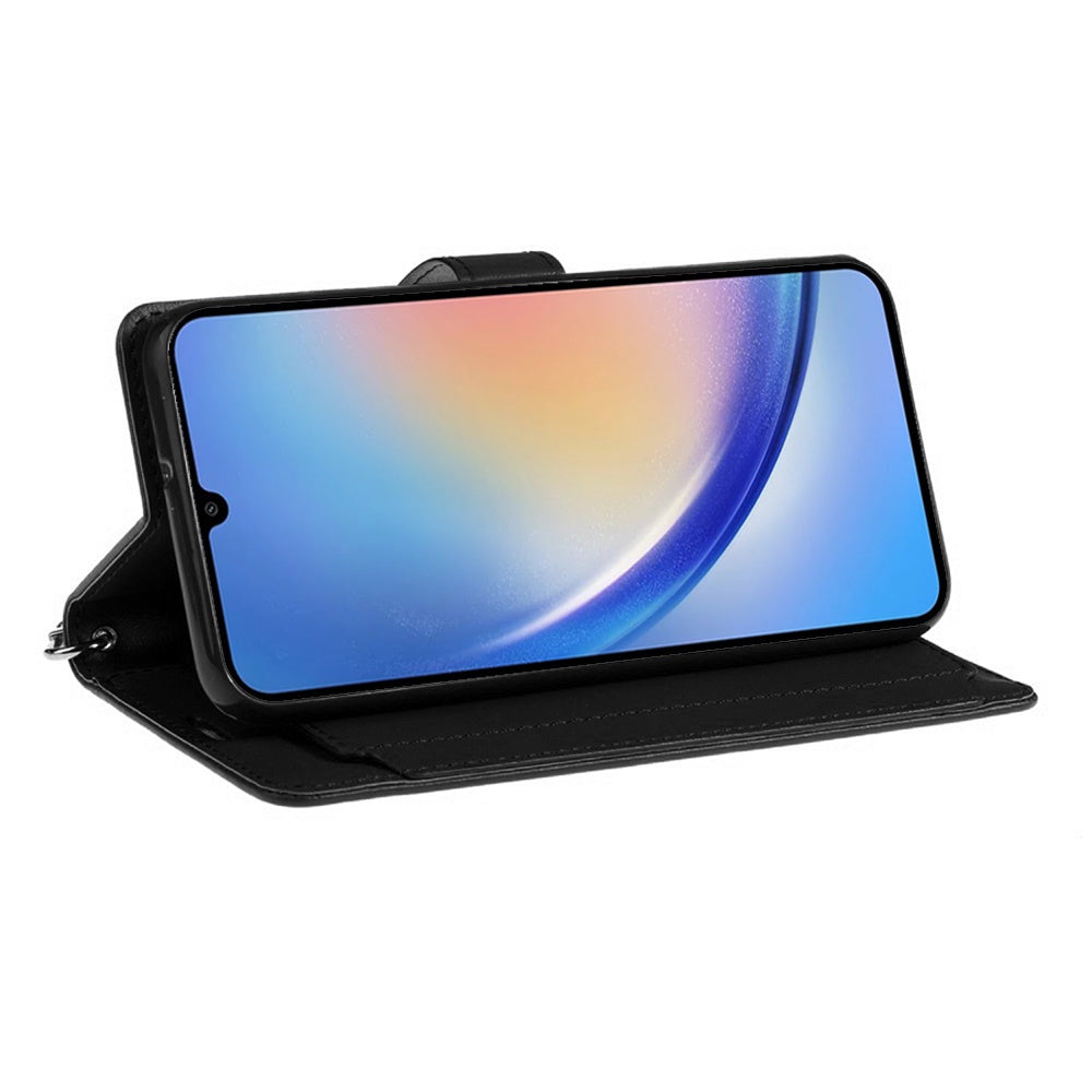 For Apple iPhone 16 Pro Max (6.9") Premium Leather Wallet with Credit Card ID Slots Cash Holder Duo Flip Pouch Stand and Strap Case Cover