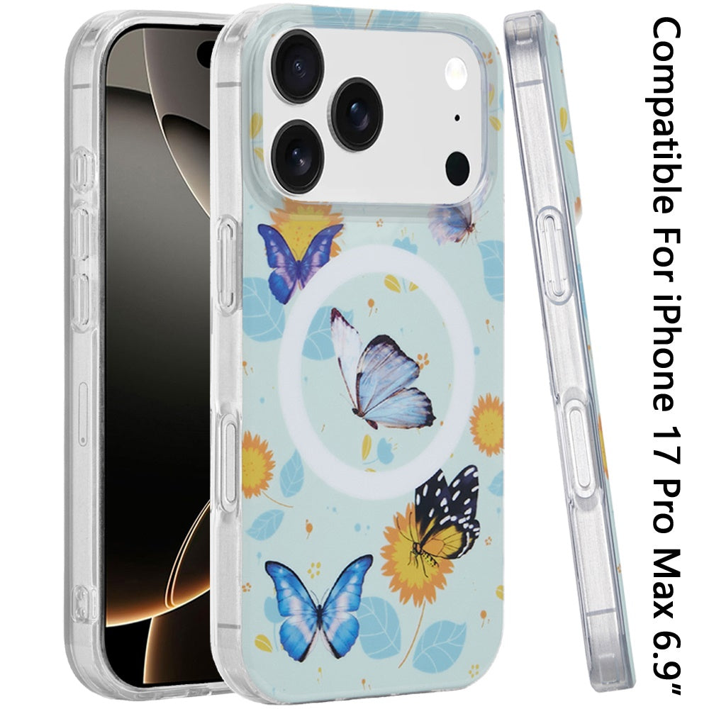 For Apple iPhone 17 Pro Max Stylish Pattern Fashion IMD Printed Design TPU Slim Shockproof Protective with Magnetic Back Case Cover