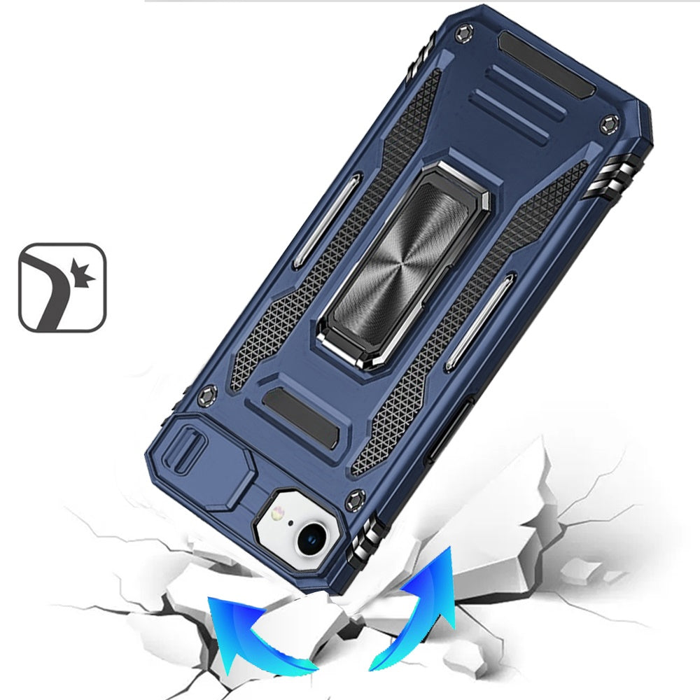 Tough Hybrid Case with Movable Camera Window & Metal Ring Stand Shockproof