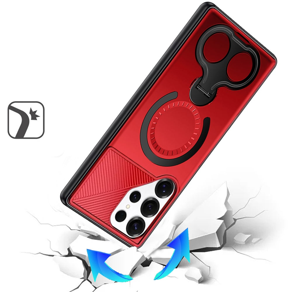 For Samsung Galaxy S26 Ultra Hybrid with Invisible 2 Hole Ring Stand Magnetic back Car Mount Friendly Protector Case Cover