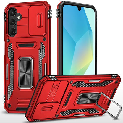 For Samsung Galaxy A16 5G Hybrid Case with Rotation Ring Stand Shockproof & Slide Camera Window TPU Armor Drop-proof Case Cover