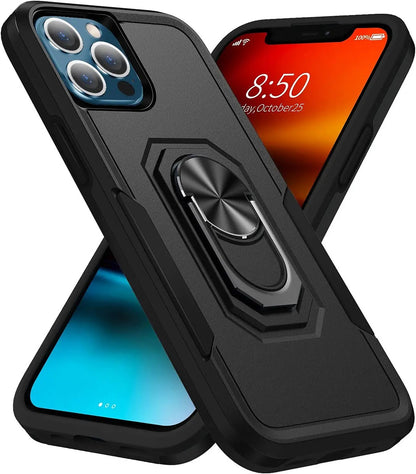 For Apple iPhone 15 Pro (6.1") Heavy Duty Hybrid Rugged 2in1 Shockproof Protective with Magnetic Ring Stand Holder  Phone Case Cover