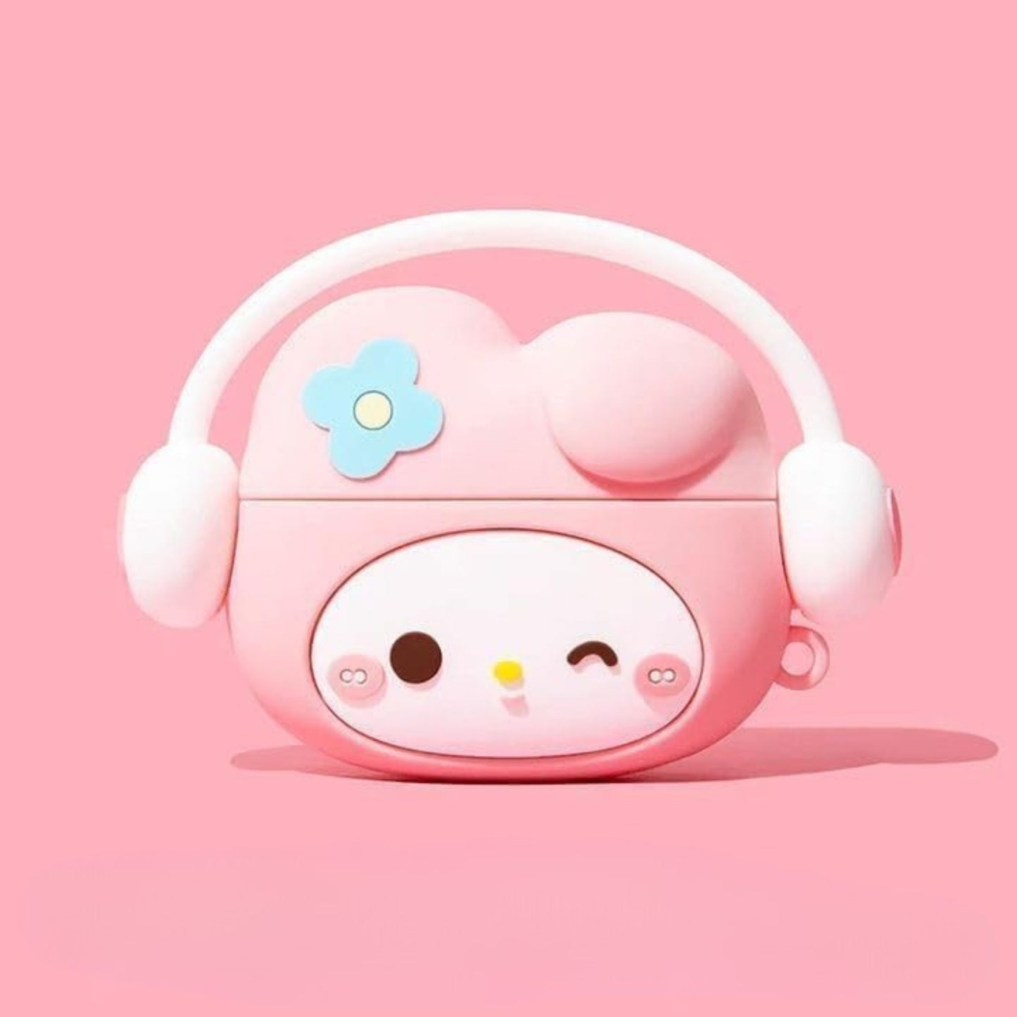 For Airpods Pro 3 Hybrid Cute 3D Fun Design Silicone Skin Cartoon Animal with Keychain Buckle Holder Rubber TPU Soft Case Cover Pink Kitty