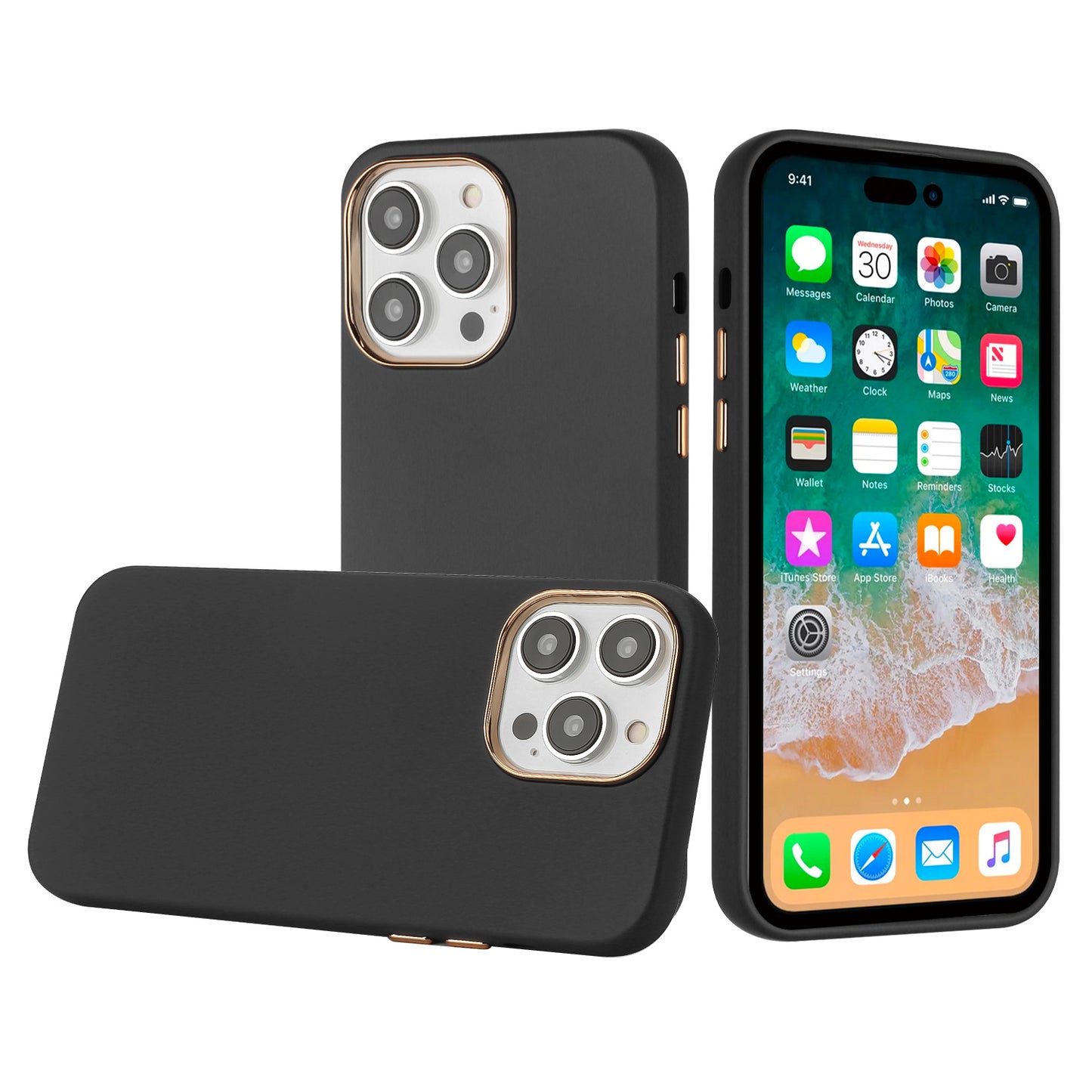 For Apple iPhone 17E /16E Slim Classic Hybrid Around Rubber Gummy Gel Slick Hard PC Silicone TPU Chromed Button Case Cover