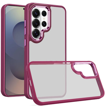 For Samsung Galaxy S26 Ultra Slim Fit Hybrid Transparent Thick Acrylic with Metal Buttons Frame Protective Hard PC + TPU Shockproof Case Cover