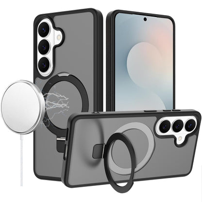 For Samsung Galaxy S26 Magnetic Circle Back with Ring Stand Full Rotation Matte Hybrid Shockproof Case Cover