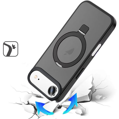 For Apple iPhone 17 Air (6.6") Magnetic Circle Back with Ring Stand Full Rotation Matte Hybrid Shockproof Case Cover