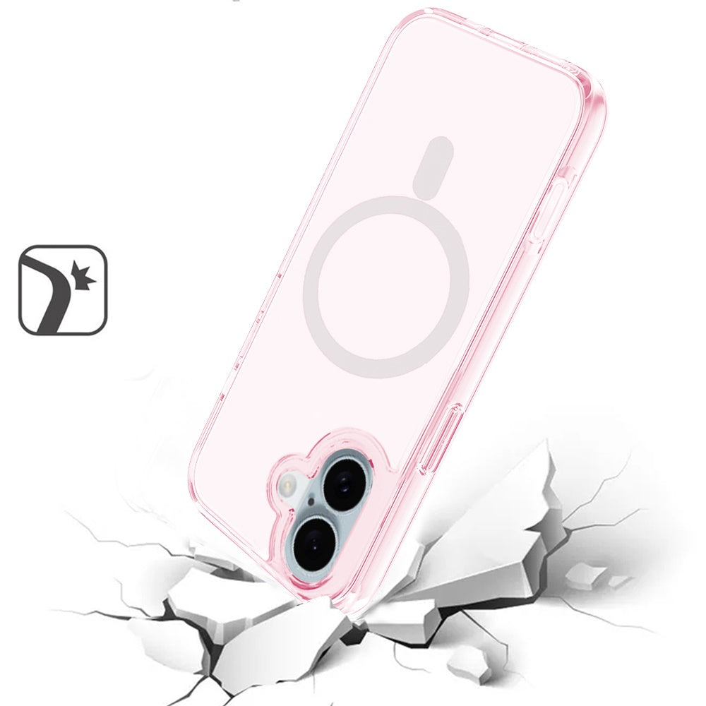 For Apple iPhone 16 Pro (6.3") MagSafe Compatible Transparent Shock Absorption TPU Rubber Hybrid Protective Case Cover