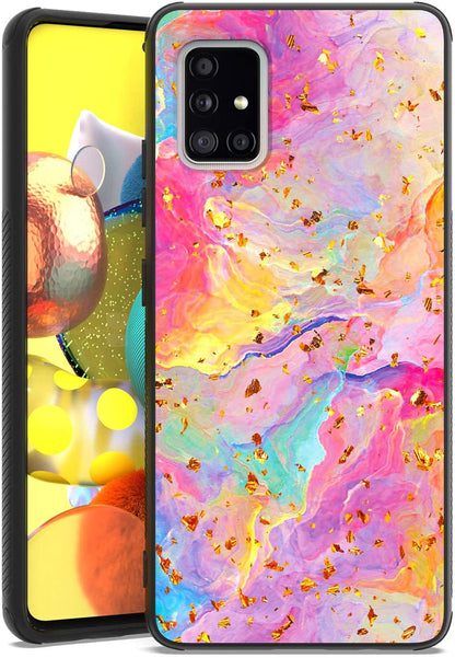 For Apple iPhone 15 Plus (6.7") Marble Fashion Stylish Flake Glitter Bling Hybrid Glossy TPU Rubber Hard PC Protection Marble Colorful Rainbow Phone Case Cover