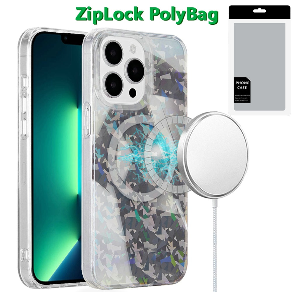 For Apple iPhone 13 Pro Max Double Layer IMD Magnetic Hybrid Shockproof Protection Anti Scratch Durable Design Secure Grip Slim Profile Compatible Design Case Cover Smoke Holographic