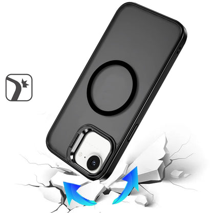 For Apple iPhone 17E /16E Heavy Duty Metallic Hybrid Tough TPU with Camera Ring Stand, MagSafe Compatible, Rugged Drop Protection Case Cover